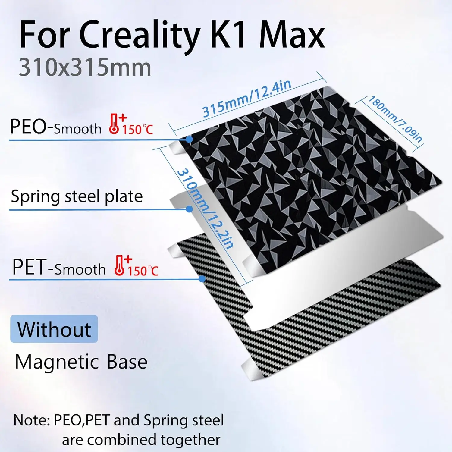 Для Creality K1C/K1/K1 MAX/Ender3 V3 KE/310X315 мм PEI Встроенная пластина 235X235 Ender 3 Se/Ender S1 PRO/Ender-5
