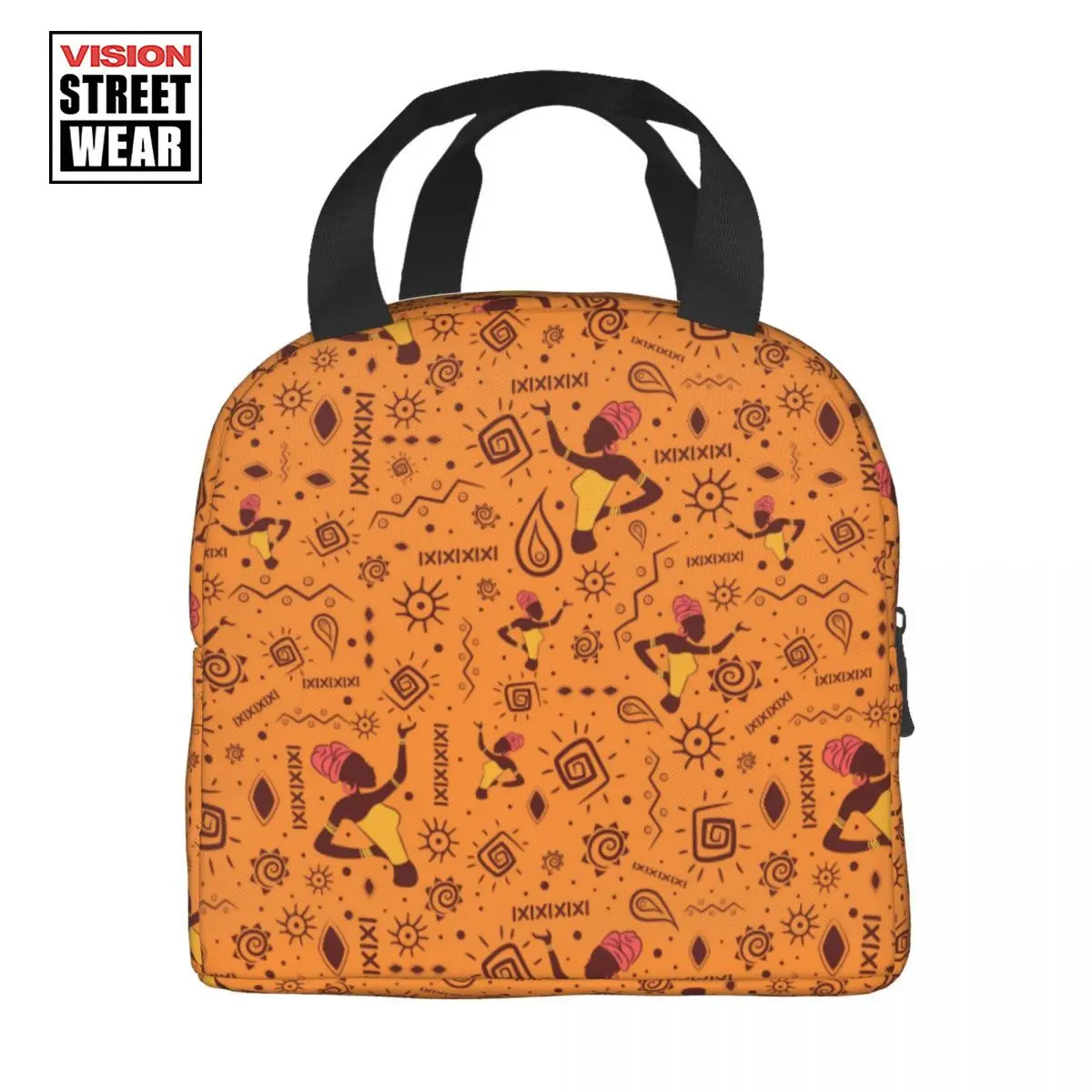 

African Pattern With Aztec And Mayan Motifs Insulated Lunch Bags For Women Thermal Cooler Food Lunch Box Work School Travel