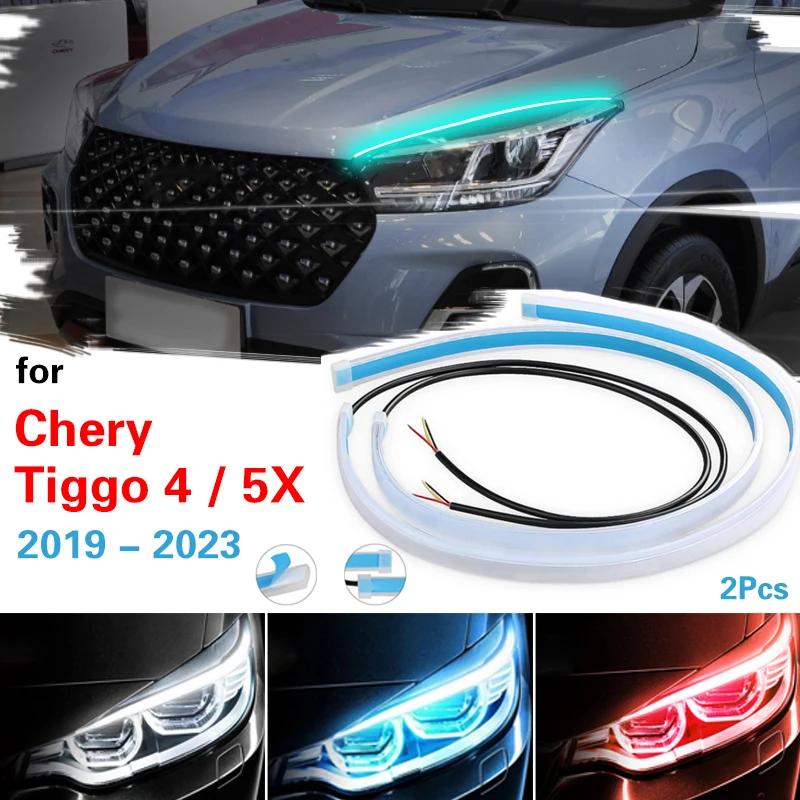 2 шт. гибкая лента для автомобильных фар Chery Tiggo 4 5X 2019-2023