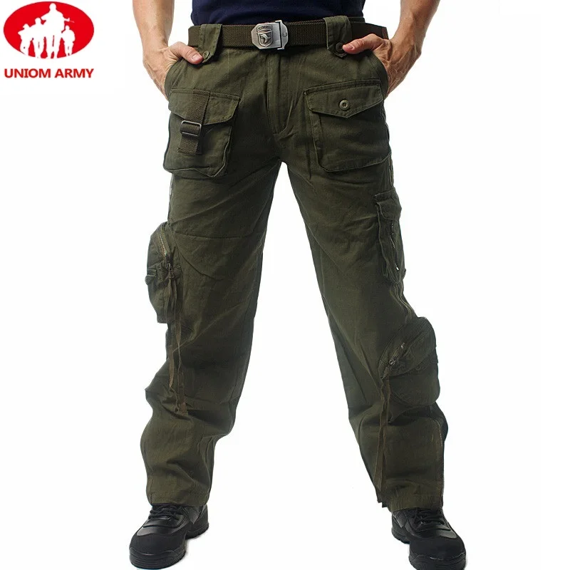 Pantalones tácticos con múltiples bolsillos para hombre, pantalón de trabajo militar de combate, ropa de algodón del ejército, pantalones Cargo de camuflaje