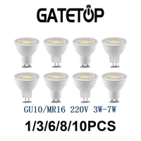1 10p factory direct led spotlight gu10 mr16 220v 3w 7w 38 degree super bright warm white light instead of 50w 20w halogen lamp