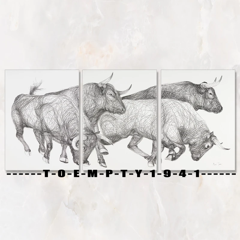 Line Drawing Cow Poster Canvas Printing Black And White Minimalist Wall Decoration Home Living Room Wall Art Decor Gift