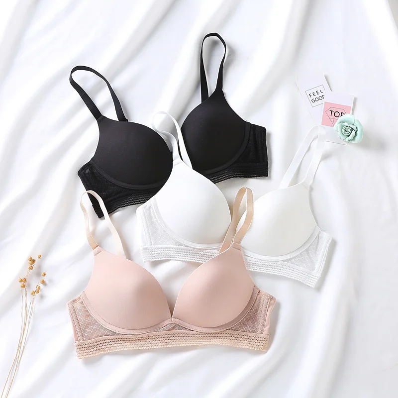 

Four Seasons New 3/4 Cup Adjustable Smooth Bra Thin Double breasted Silk Women's Underwear without Steel Ring