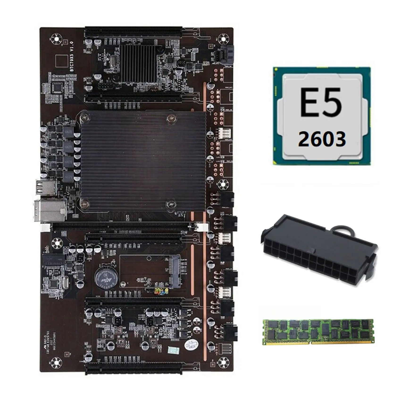 

X79 BTC Miner Motherboard with E5 2603 CPU+RECC 4G DDR3 Ram+24 Pins Connector Support 3060 3070 3080 GPU for BTC Mining