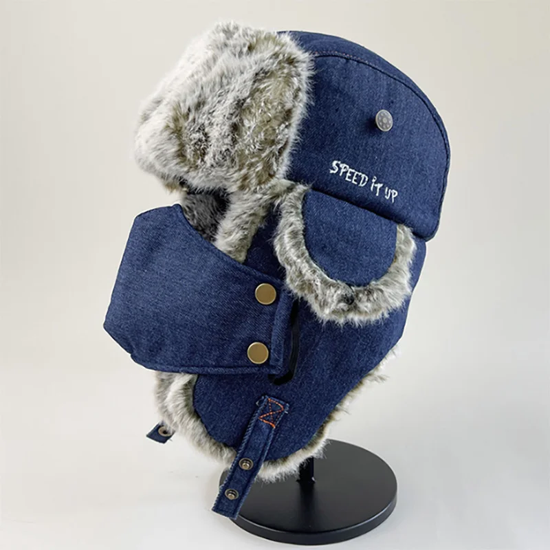 

Unisex Men Women Russian Hat Trapper Bomber Warm Trooper Ear Flaps Winter Ski Hat Solid Fluffy Faux Fur Cap Headwear Bonnet