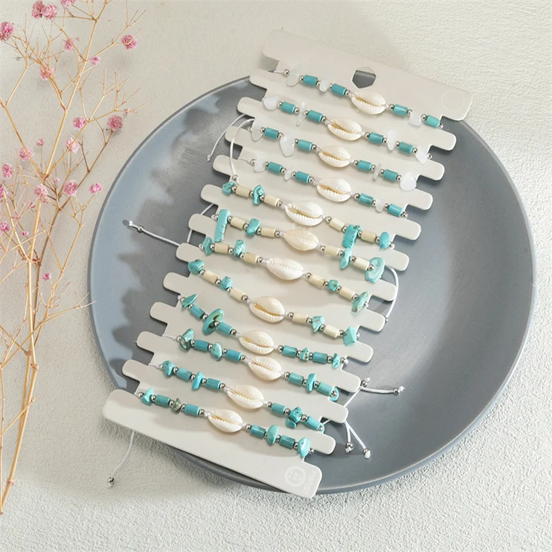 Новый 12 шт./лот набор браслетов в виде ракушки морской звезды плетеных женский