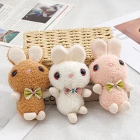 creative doll keychain plush toy bowknot decor bag pendant cartoon lovely rabbit doll plush mini keychain for girl