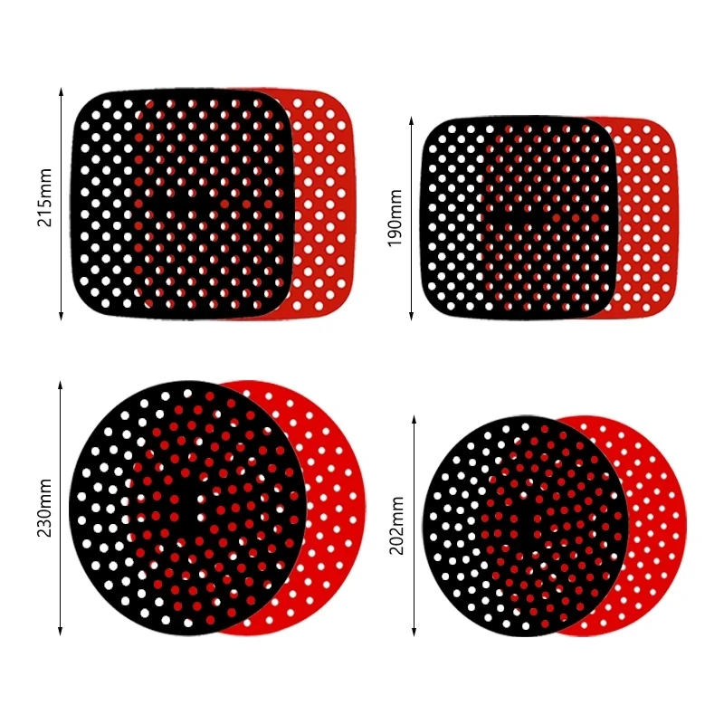 Reusable Silicone Air Fryer Liner Mat Non-Stick Steamer Pad Baking Inner Cooking for Kitchen Accessories Round Square |