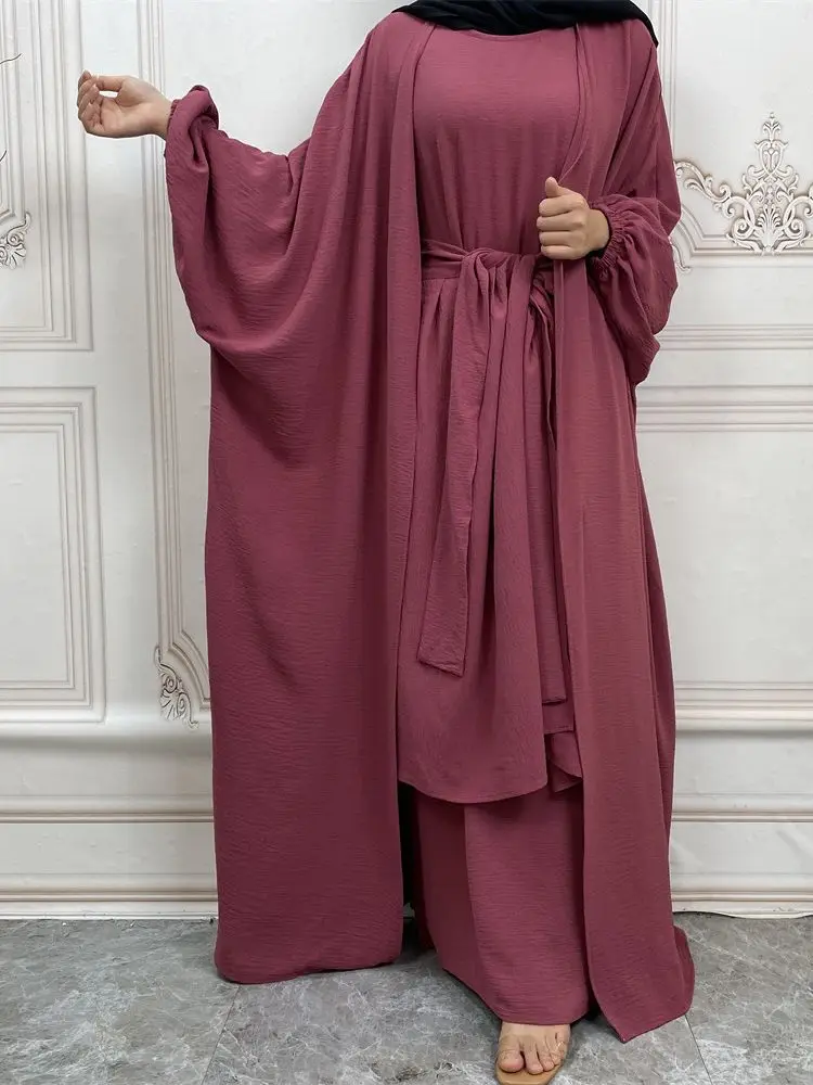 Open Robe Longue Djelaba Kimono Femme Musulmane Kaftans Abaya Dubai Turkey Islam Muslim Sets Long Modest Dress For Women Caftan