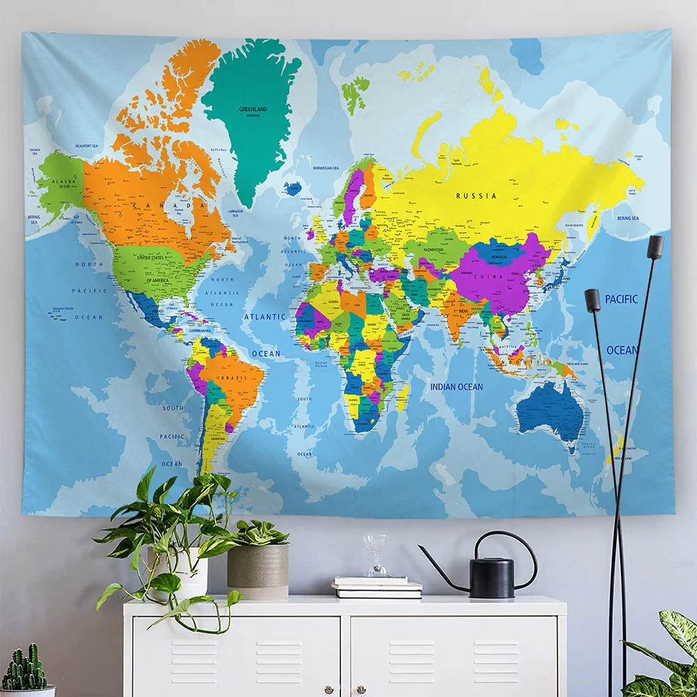 

Colorful World Map Wall Hanging Tapestry Room Decor Hippie Romantic Macrame Decor Room Decoration Tapestry