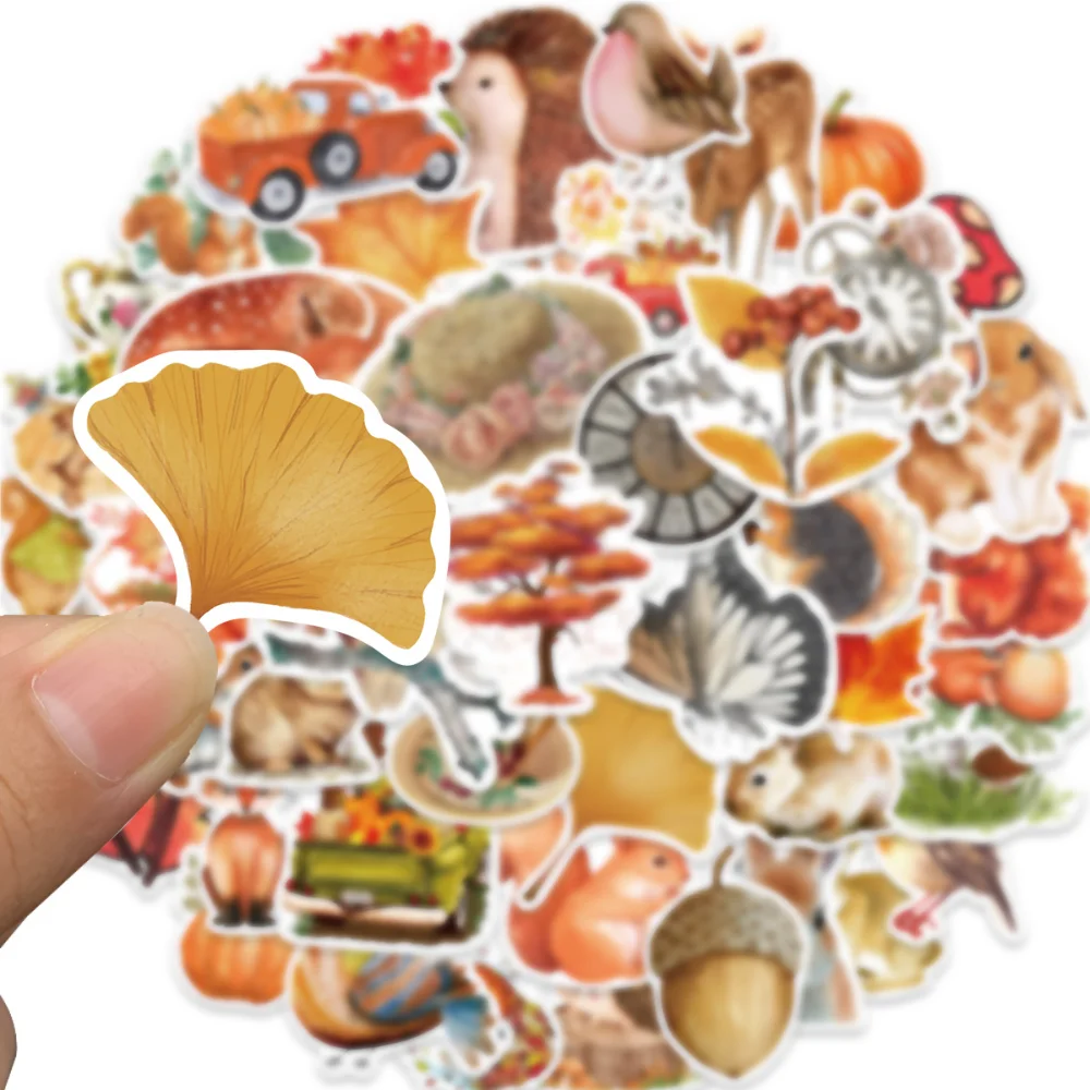 

10/50Pcs Autumn Forest Scenery Paper Sticker Diy Diary Album Decoration Stickers Scrapbooking Planner Label Scrapbook Sticker