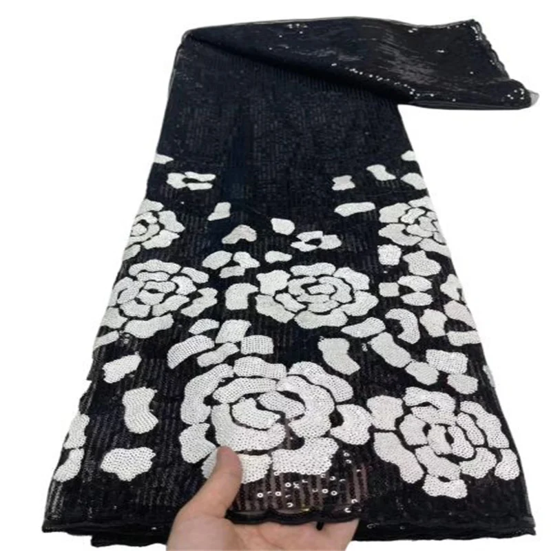 

Африканские блестки, Черная кружевная ткань 2021, Высококачественный кружевной материал, французская нигерийская кружевная ткань для свадеб...