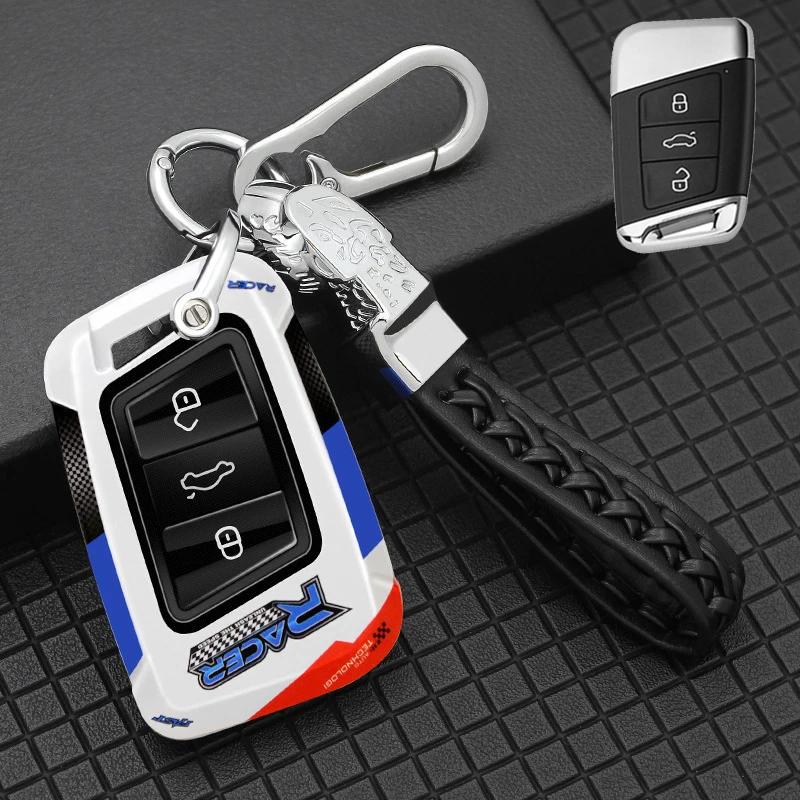

ABS Racing for VW Volkswagen Passat B8 Magotan for Skoda Kodiaq Superb A7 Smart Remote Car Key Case Cover Keychain Accessories