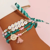 colorful beaded tassel bracelet set for women bohemian happy letter friendship strand bracelet am4276