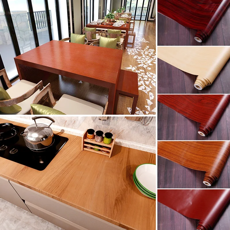 

5m/10mx40cm Wood Grain Wallpaper PVC Furniture Contact Stickers Table Waterproof Self Adhesive Stickers Kitchen Door Decoration