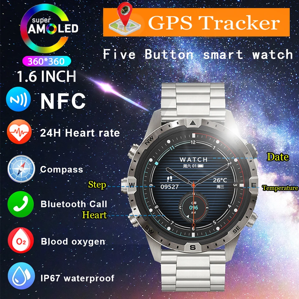 

2023 NFC Smart Watch 1.6-inch 360*360 King panda high-definition touch screen ECG True blood oxygen IP68 Waterproof Smartwatches