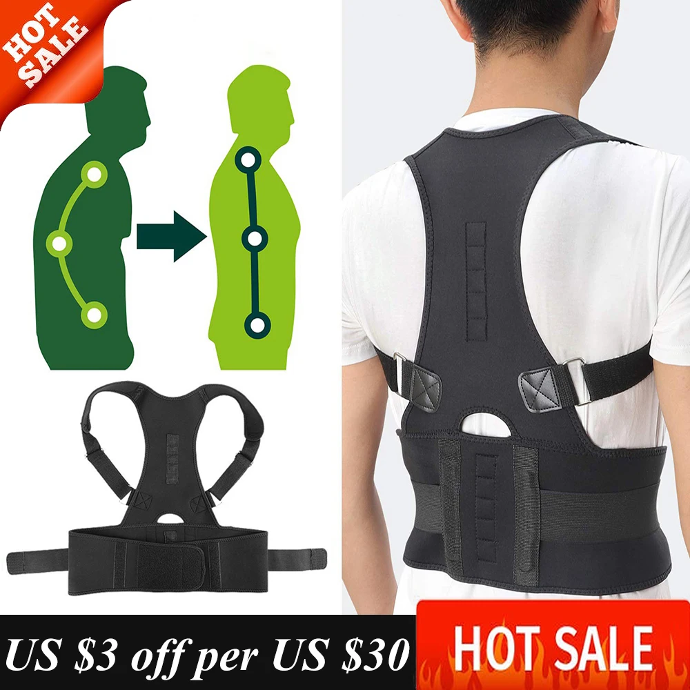 

Adjustable Brace Support Shoulder Back Support Belt Magnetic Therapy Posture Corrector Braces Clavicle Spine Support Reshape