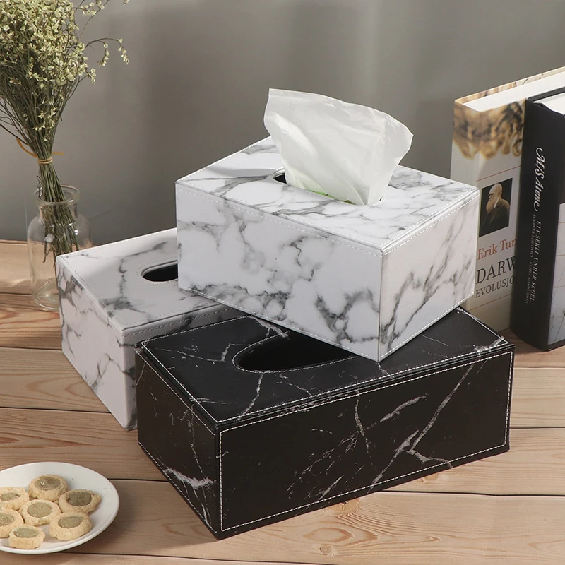 

Держатель для туалетной бумаги Ever Perfect, прямоугольная коробка из искусственной кожи с мраморным рисунком для салфеток, диспенсер для салфет...
