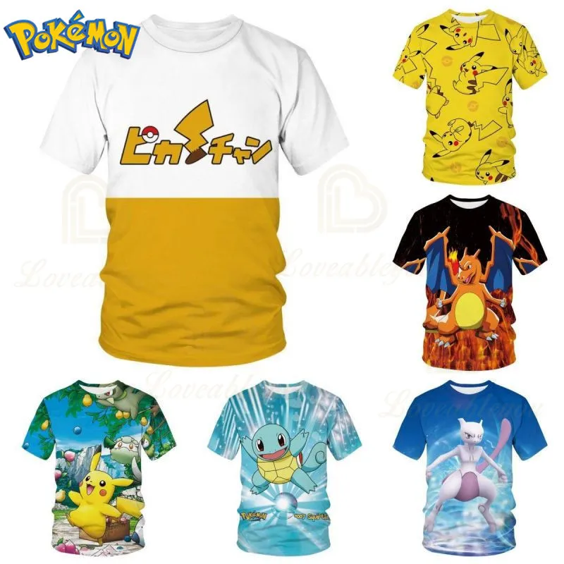 

Pikachu Thin Cool Summer Tshirt Pokemon Ketchum T Shirt Tees Charmander Cool Men Outerwear Short Sleeve Tops