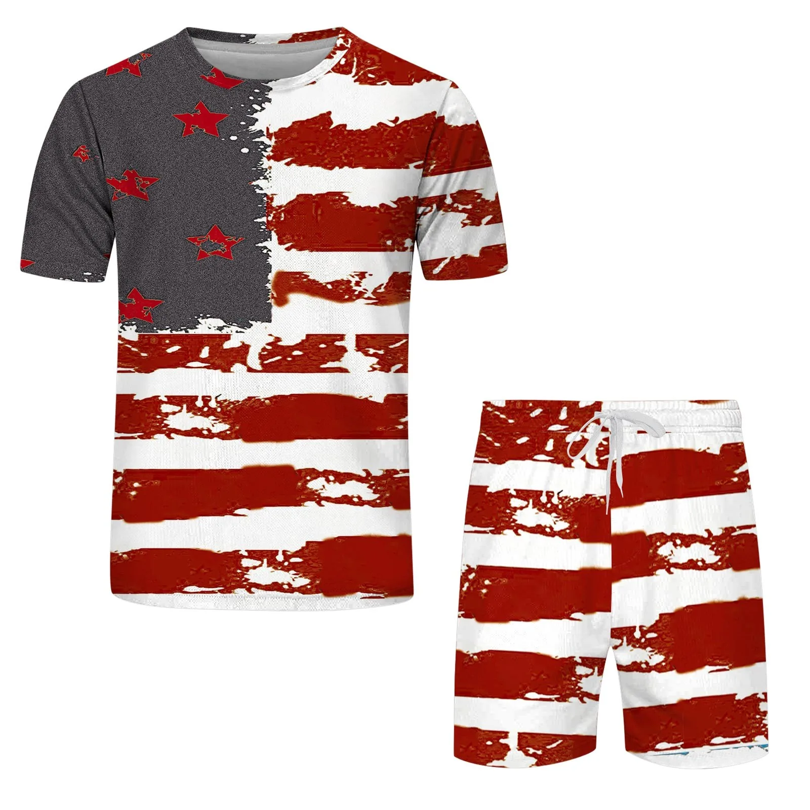 Summer Men Casual Tracksuit 2 Pieces Fashion Outfits Solid Color T-Shirt Shorts Suit Male Large Size Clothing New Streetwear