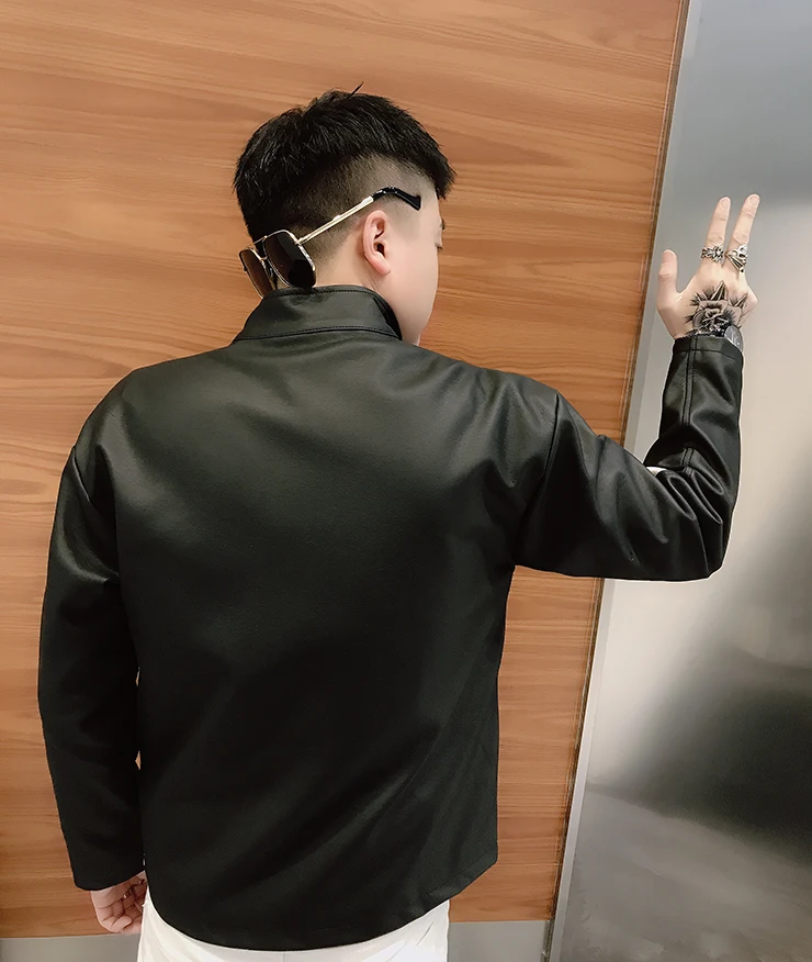 2024 Spring and Autumn New Men's High Sense Slim fit PU Leather Motorcycle Jacket Fashion