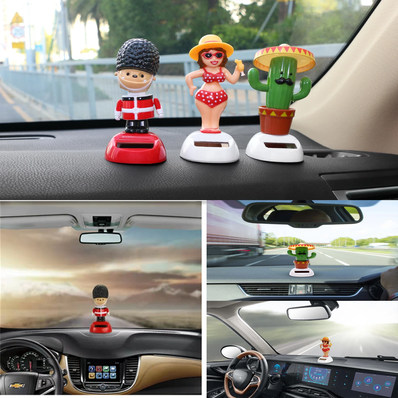 

Car Ornament Solar Powered Dancing Shaking Head Cartoon Animal Doll Automobile Auto Dashboard Decoration Cute Car Accessories
