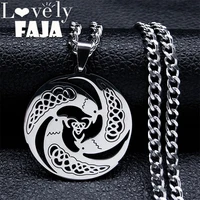 celtic raven trinity knot necklace stainless steel silver color irish knot necklaces nordic odin jewelry colar masculino n4635s0