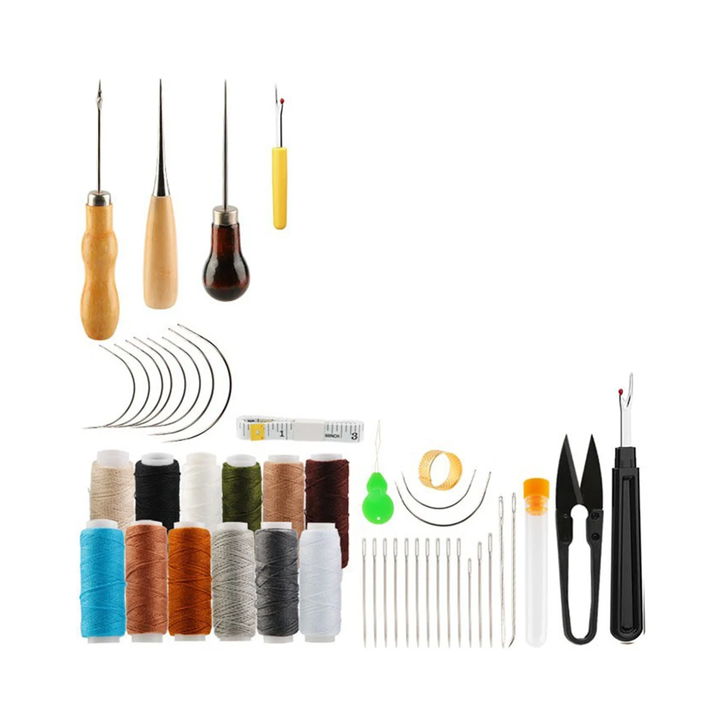 

Craft Tool Leather Set Repair Kit Outdoor Indoor Hand Stitching Durable Workmanship DIY Waxed Stirring Flat Line