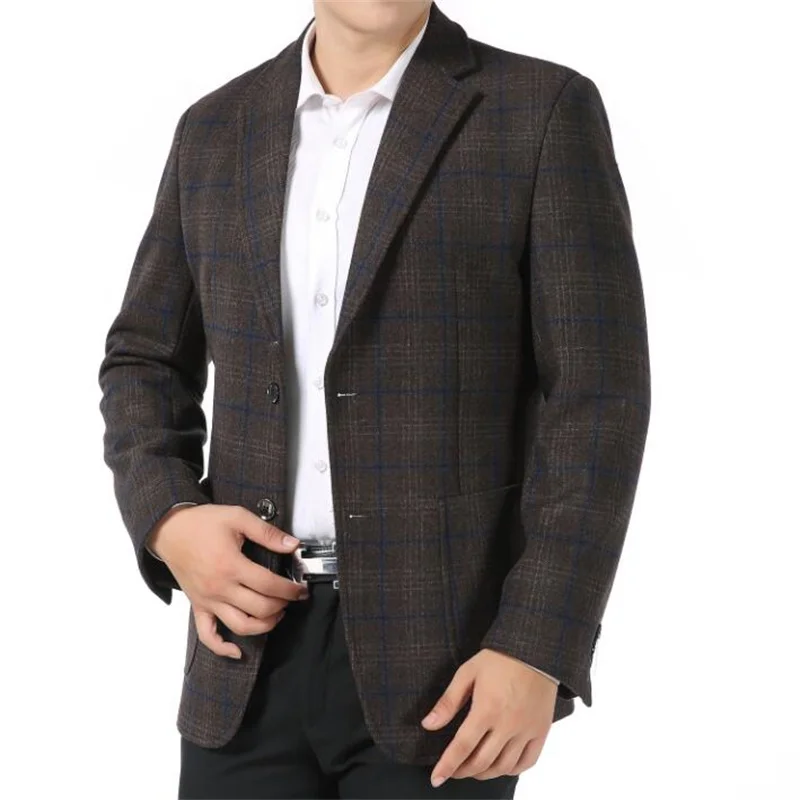 

Middle-aged suits men Spring and Autumn Lattice blazer spring masculino slim fit casaco jaqueta masculina coats mens jacket b