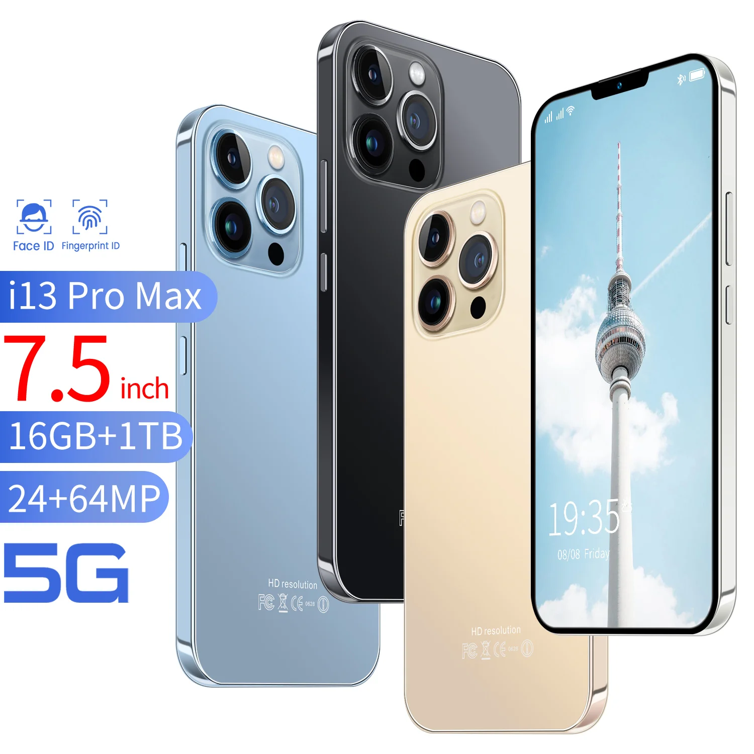 global version i13 pro max celular 5g unlock dual sim 6800mah 16gb 1tb 7 5 inch smartphone 10 core android 10 1 cellphone phone free global shipping