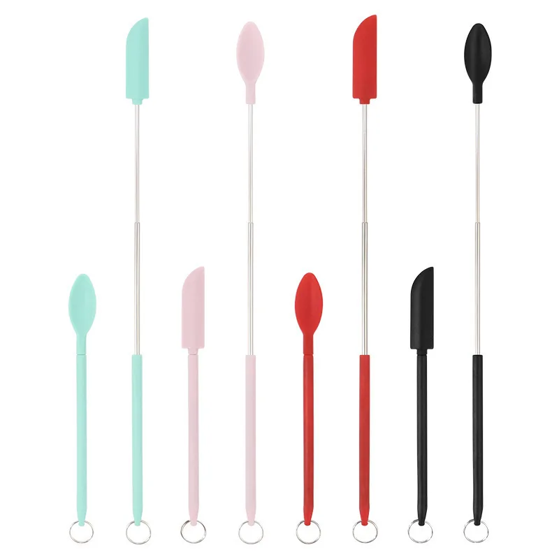 

8 Pcs Mini Silicone Telescopic Spatula Scooping Spoon Retractable Extension Spatula Household Jam Baking Spatula Small Scraper