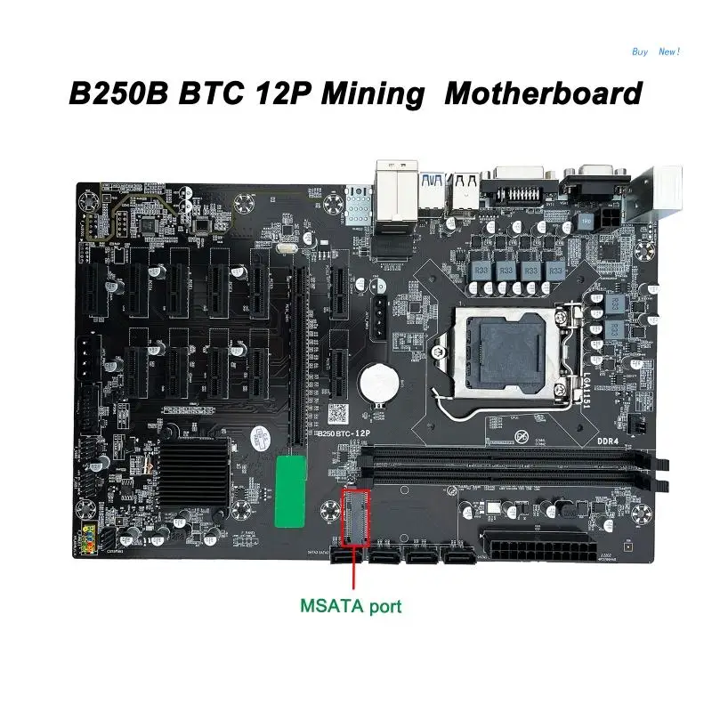 

Материнская плата B250 BTC для майнинга, LGA 1151 DDR4, 12 слотов для графической карты, SATA3.0 USB3.0, низкая мощность для майнинга BTC