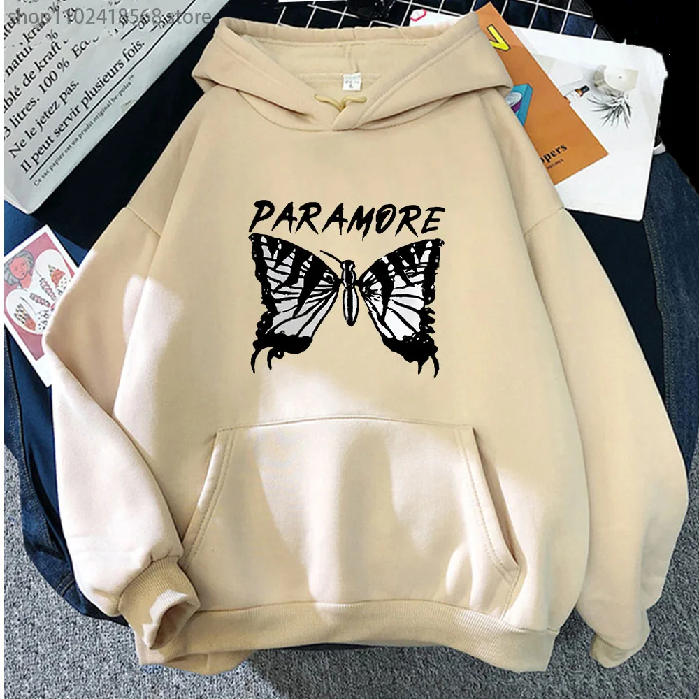 

Paramoree Print Hoodie Goth Butterfly Sweatshirt Thicken Hoody Long Sleeve Coat Fashion Man Women Clothing Harajuku Y2k Sudadera