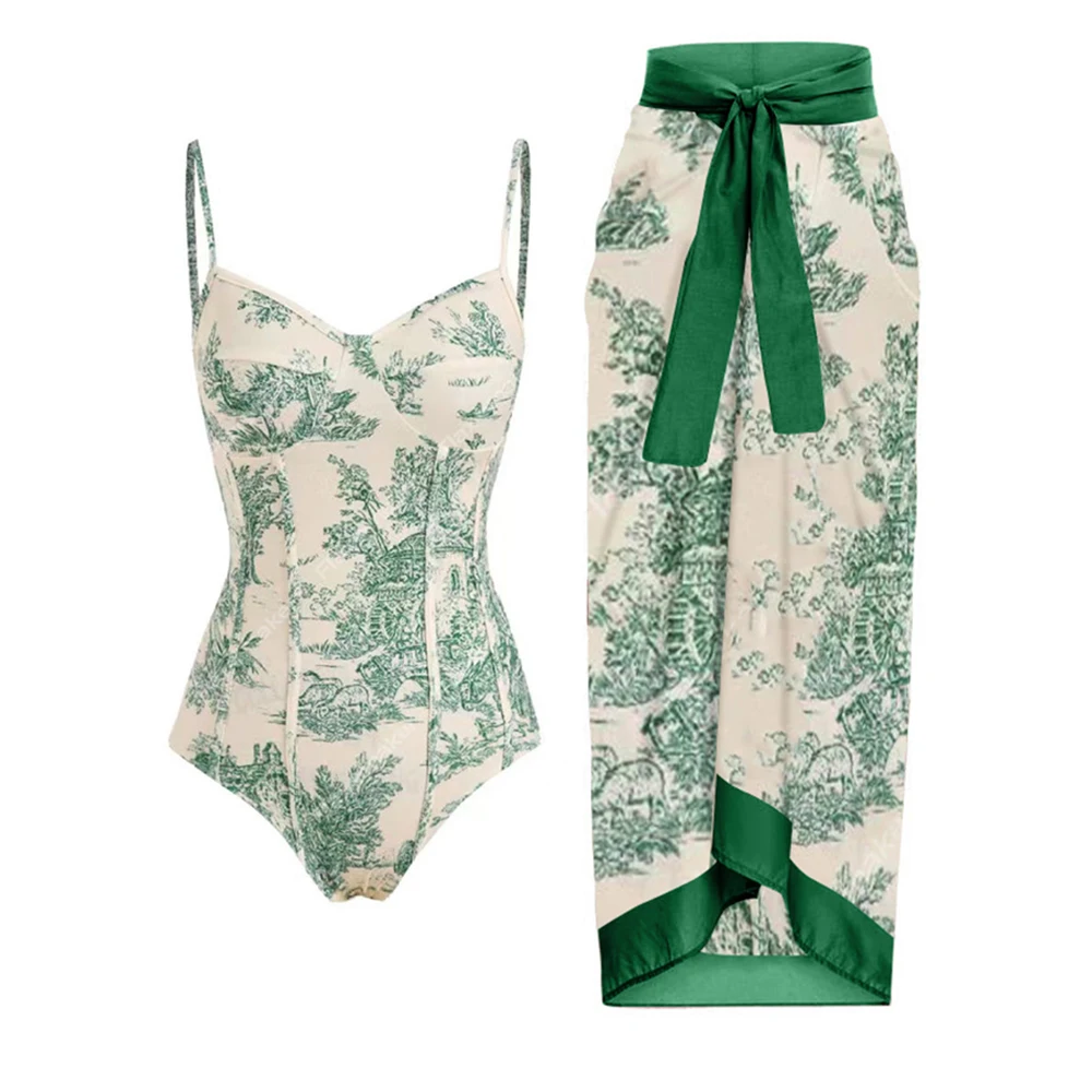 

Printed Simple Fashion Single Piece Micro Monokini Sexy Swimsuit White Boho Printed Swim Swimwear For Girls Women's Bandage