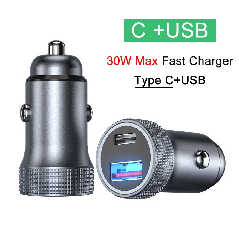 

50Pcs/Lot USB Car Charger Quick Charge 4.0 QC4.0 QC3.0 QC SCP 5A PD Type C 30W Fast Car USB Charger For iPhone Mobile Phone