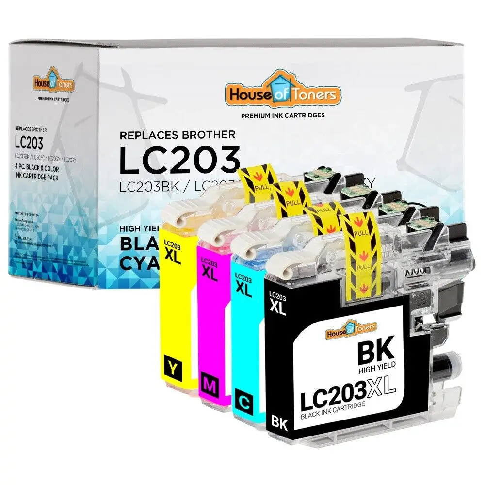 

(4) LC203BK LC203C LC203M LC203Y XL Compatible Brother Ink Cartridge Set