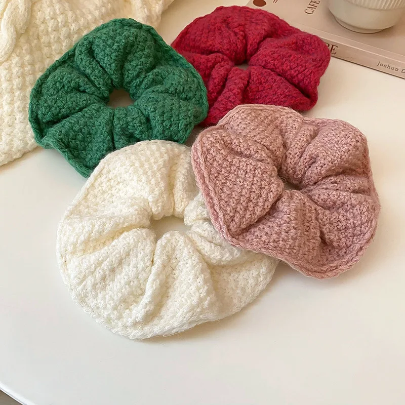 

Korean Winter New Wool Wool Hair Ring Elegant Graceful Color Large Intestine Hair Ring Hair Accessories Women sale hair jewelry