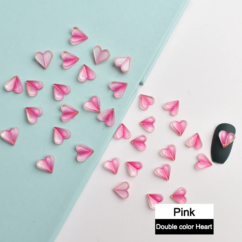 Двойной контрастный полимерный декор в форме сердца для ногтевого дизайна