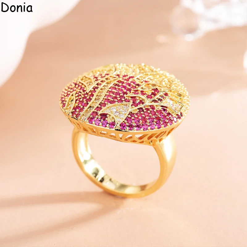 

Donia Jewelry European and American fashion round copper micro-set zircon ring earrings set new luxury earrings ring gift