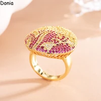 donia jewelry european and american fashion round copper micro set zircon ring earrings set new luxury earrings ring gift