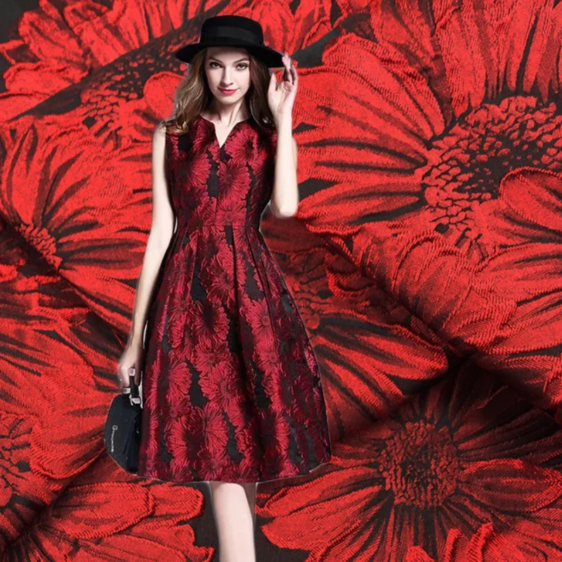 Окрашенная в пряжу парчовая жаккардовая ткань весна-лето винтажное платье с