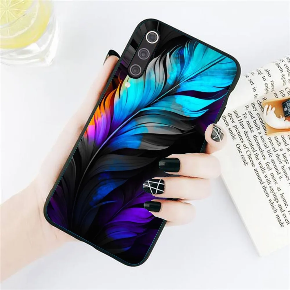 Модный чехол с перьями для Xiaomi Redmi Note 12 11 10 9T 8 7 Pro 9 9A 9C черный мягкий телефона