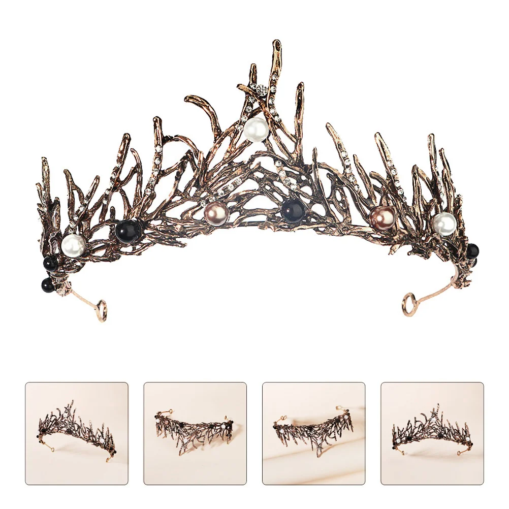 

Tiara Weddingforestpearl Headdress Vintage Loopprops Head Brides Contest Tiaras Beauty Bridal Veil Queenwith Hair Royal Bride