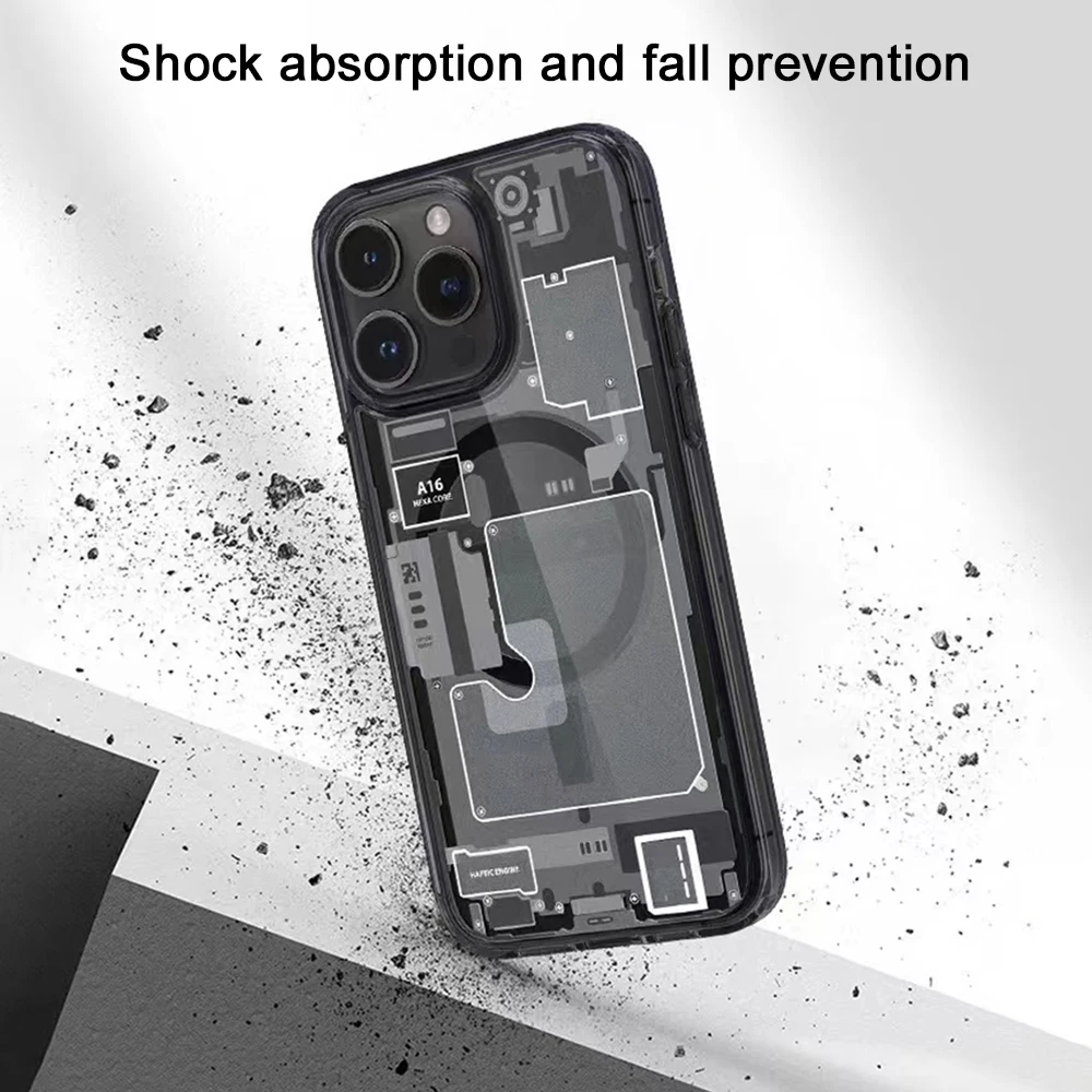 

Tech-Sensitive Magnetic Case For IPhone 14 Full-Wrap Airbag Drop-Proof Wirelessly Rechargeable Phone Case For IPhone 12/13/14