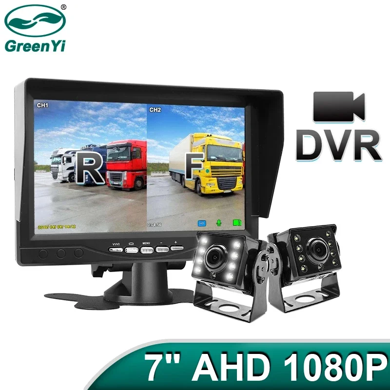 Greenyi 1080p Dvr С 2 Камерами Заднего Вида Для Грузовиков Ahd Ночного Видения 7-дюймовый