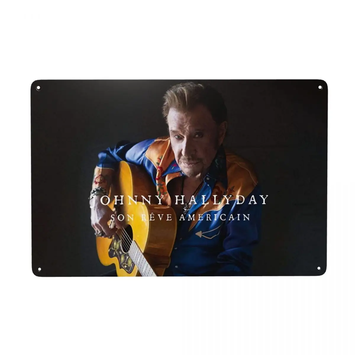 

Johnny Hallyday Son Reve Americain Metal Tin Sign Rectangle French Rock Singer Signs Plaque Gate Garden Bars Wall Art Decor
