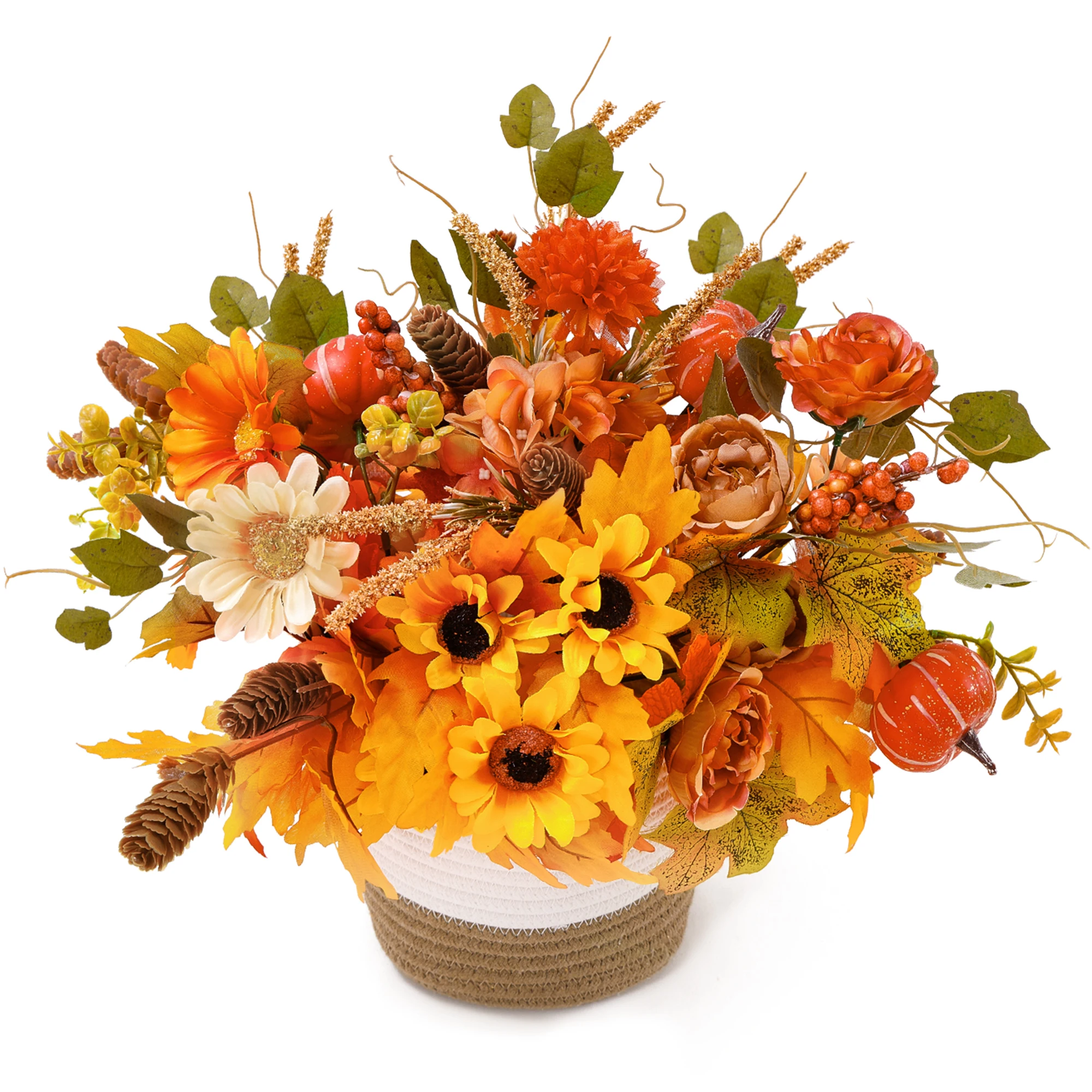 

Autumn Decoration Maple Leaf Pumpkin Sunflowers Bouquet Home Party Decoration For Balcony Potted Ornaments Garden Fall Decor
