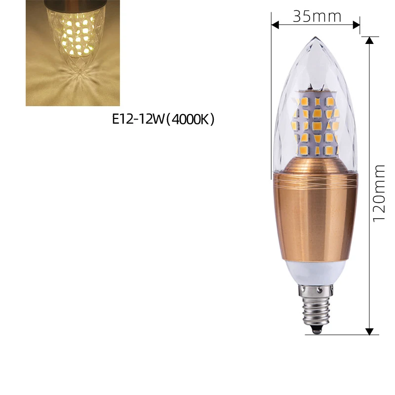 

E14 E27 E12 E26 B22 AC85-265V 12W LED Light Candle Bulbs Lamp Equivalent 3500K Warm 6500K Cold White Candle light LED Corn Lamp