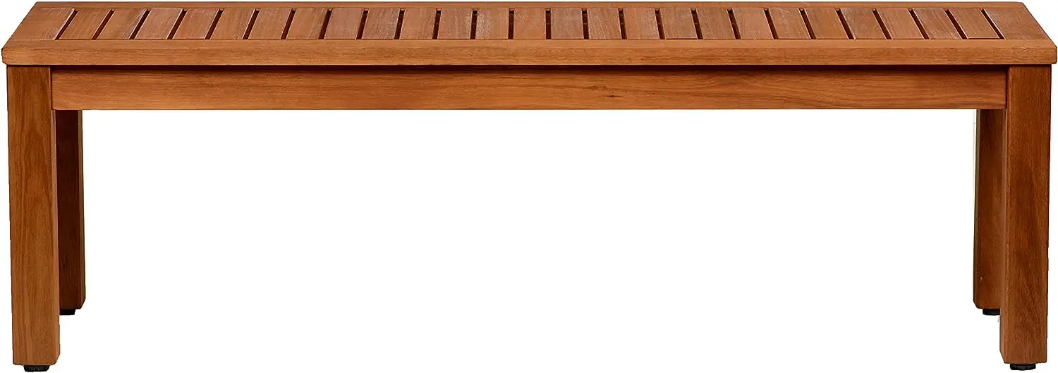 

Backless Bench | Eucalyptus Wood | Ideal for Outdoors and Indoors, 53", Brown