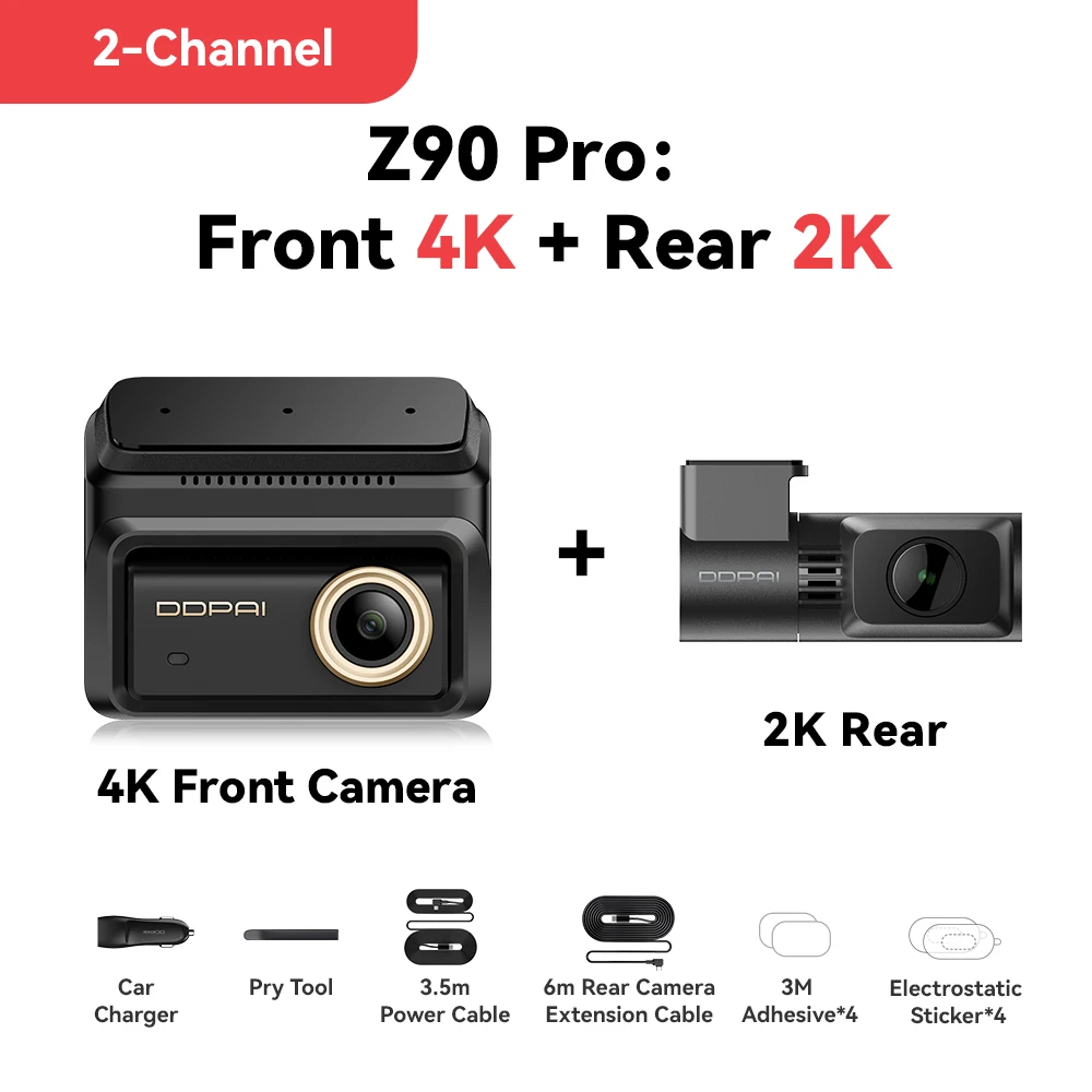 

DDPAI Новый Z90Pro 4K+2K Передняя и задняя автомобильная видеорегистратор Dual HDR Sony Sensor ADAS Режим парковки WiFi 5G Автомобильный видеорегистратор Камера Видеорегистратор